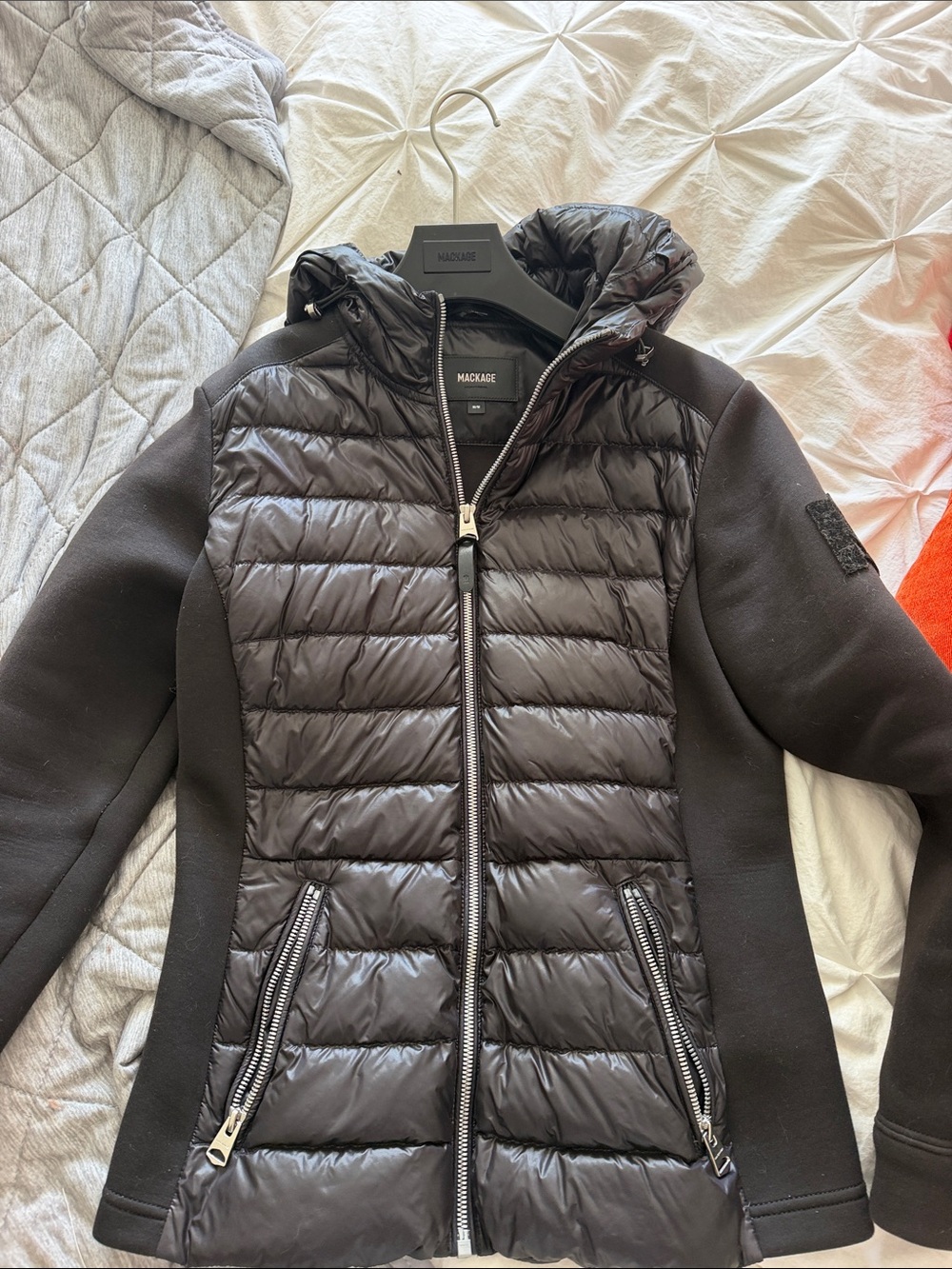 Mackage Black Quilted Hybrid Hooded Jacket